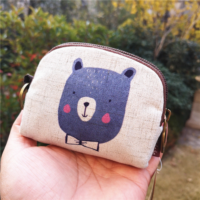 Cotton Linen Printed Cartoon Small Change Coin Purses