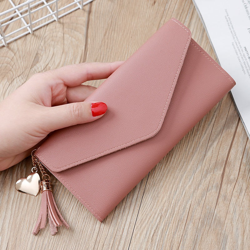 Women's Long Fashionable Korean Style Simple Heart Ladies Wallets