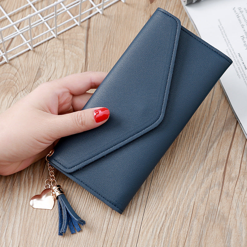 Women's Long Fashionable Korean Style Simple Heart Ladies Wallets