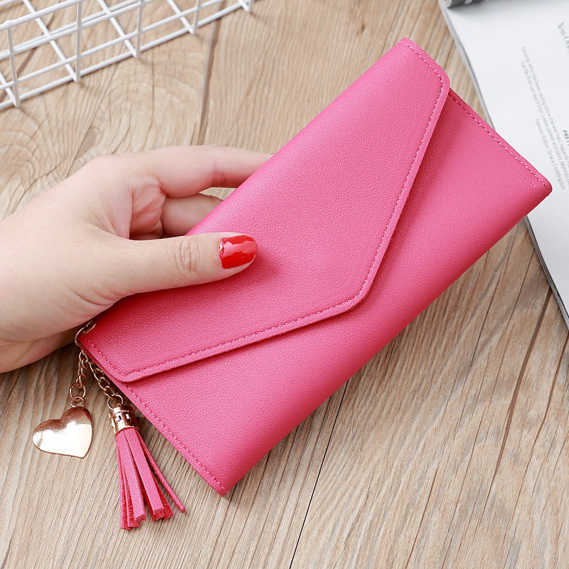 Women's Long Fashionable Korean Style Simple Heart Ladies Wallets