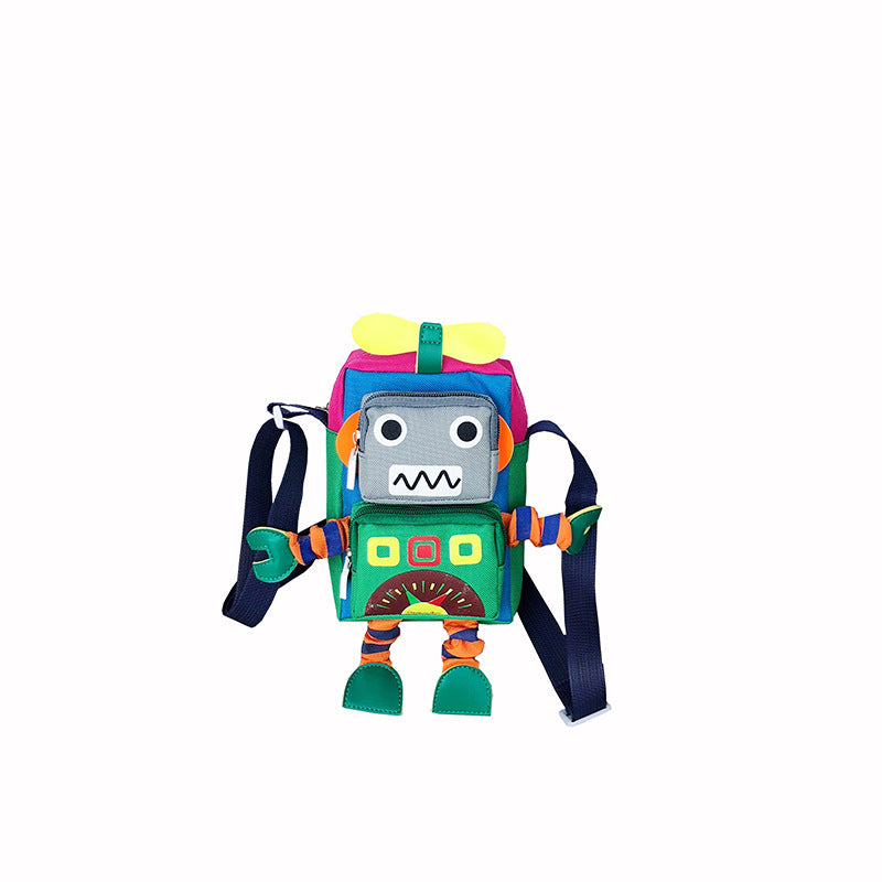 Cartoon Robot Contrast Color Eccentric Personality Children's Shoulder Bags