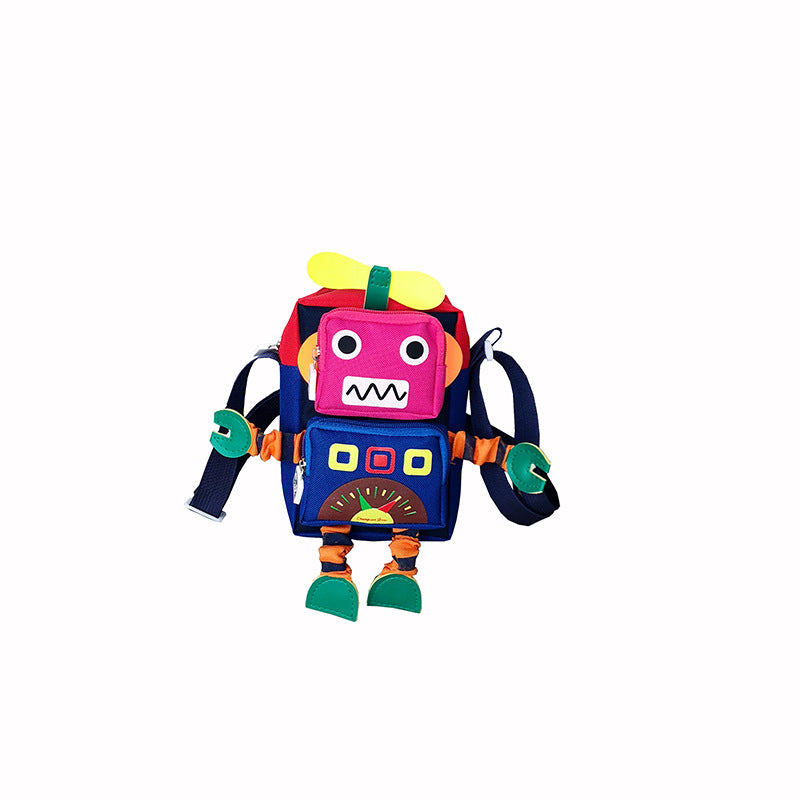 Cartoon Robot Contrast Color Eccentric Personality Children's Shoulder Bags