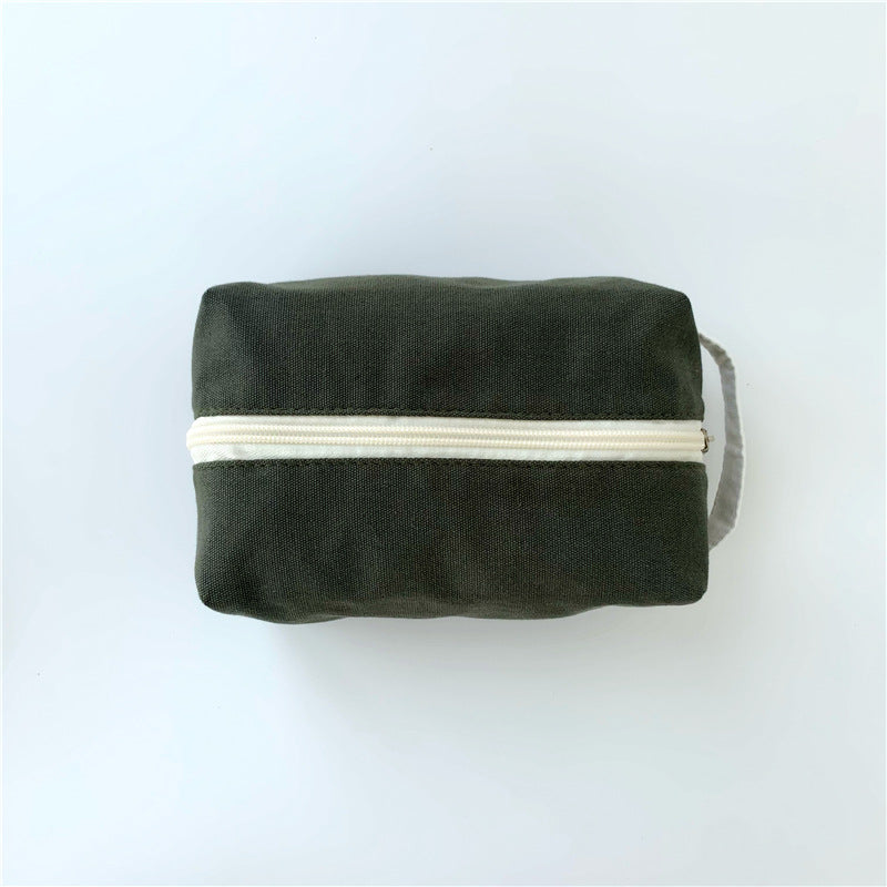 Large Canvas Contrast Color Cotton Solid Cosmetic Bags