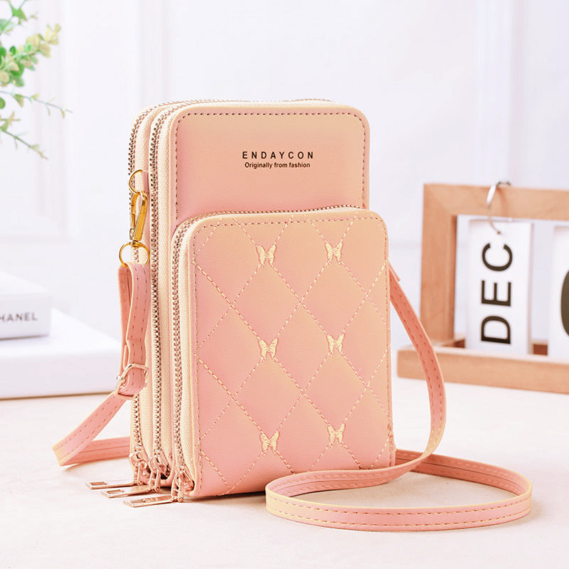 Women's Stylish Versatile Mini Zipper Solid Color Phone Bags