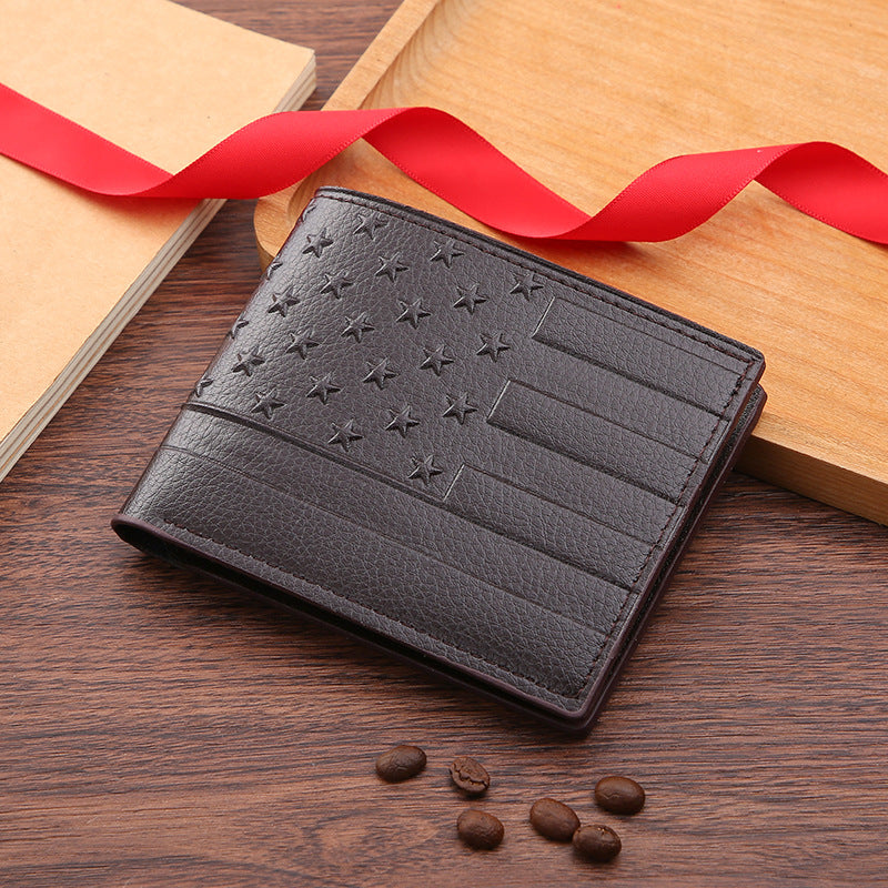 Men's Slots Creative Fashion Embossed Horizontal Short Men's Wallets