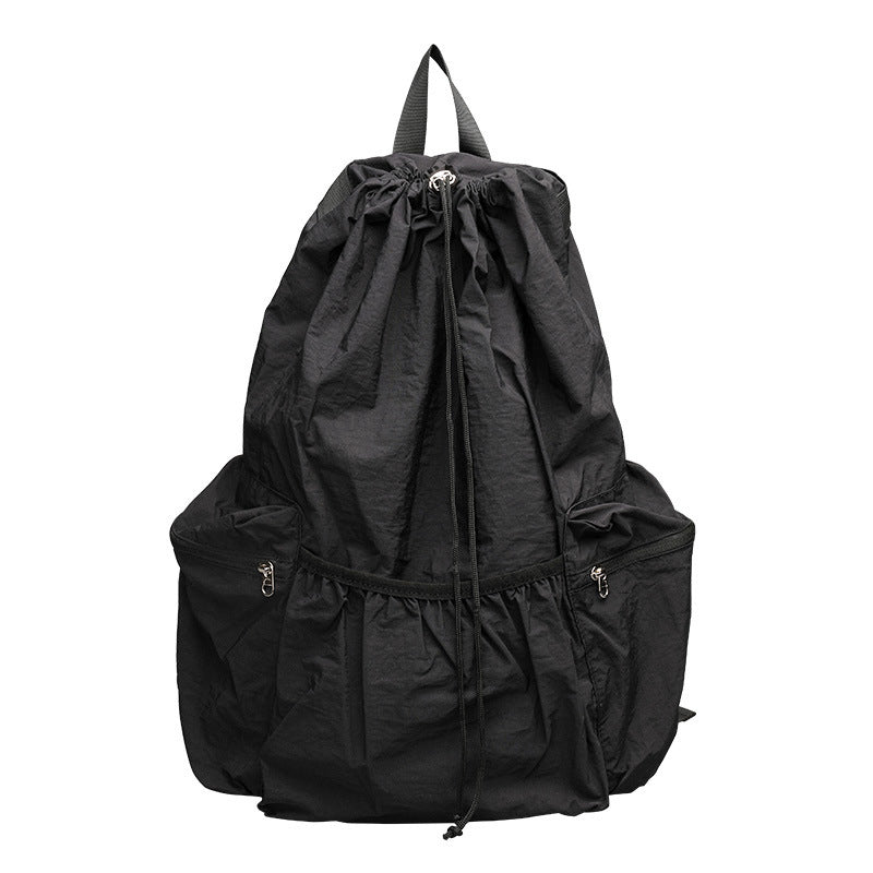 Style Leisure Artistic Canvas Fashion Drawstring Pleated Nylon Backpacks