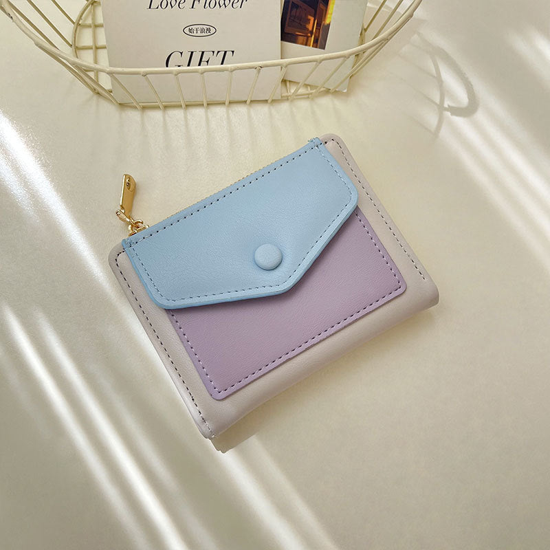 Women's Attractive Korean Color Matching Zipper Card Holder