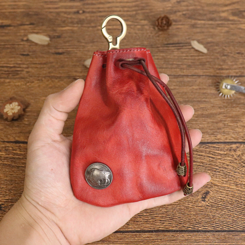 Women's Simple First Layer Cowhide Vintage Sachet Key Bags