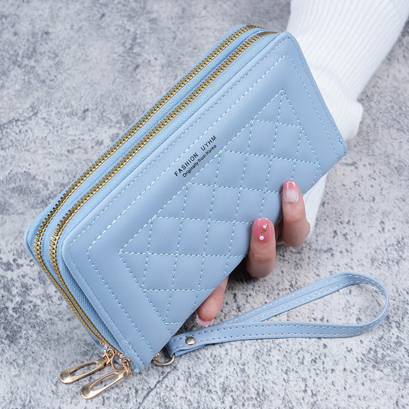 Women's Female Double Layer Zipper Mobile Large Ladies Wallets