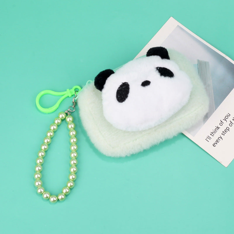 Cartoon Plush Panda Mini Storage Bead Necklace Coin Purses