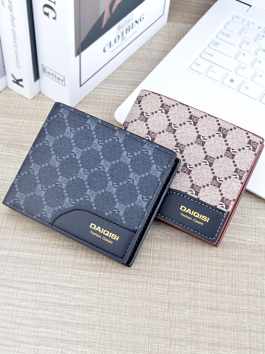 Men's Retro Male Youth Printed Checks Soft Men's Wallets