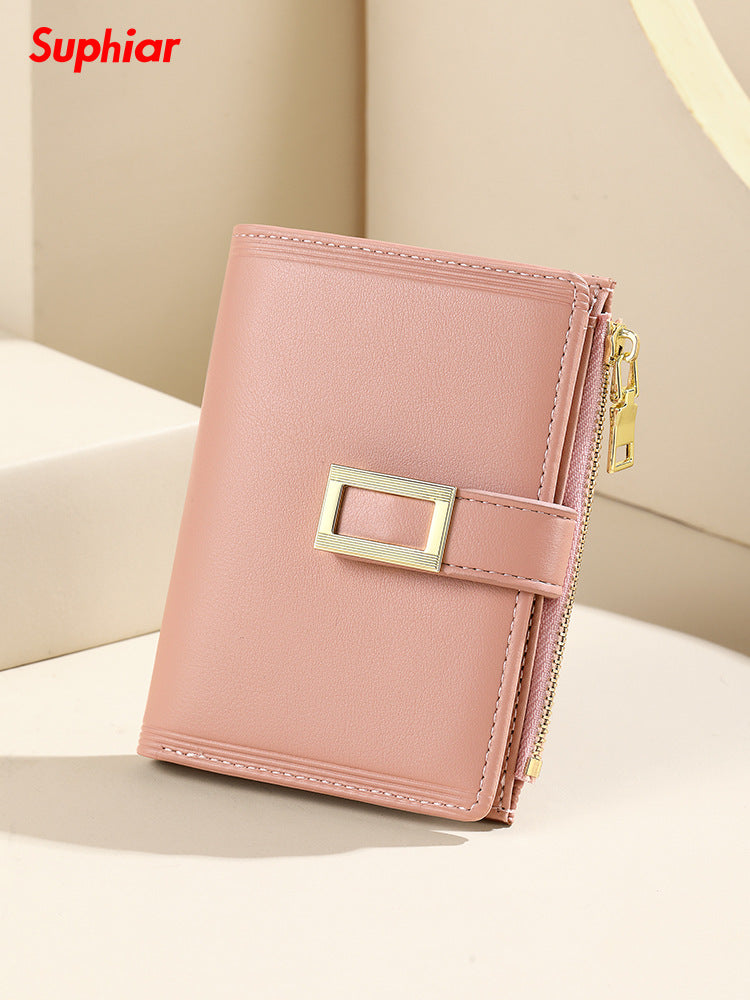 Women's Russian Solid Color Zipper Multifunctional Short Ladies Wallets