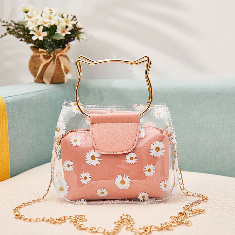 Women's Summer Autumn Korean Style Daisy Transparent Shoulder Bags