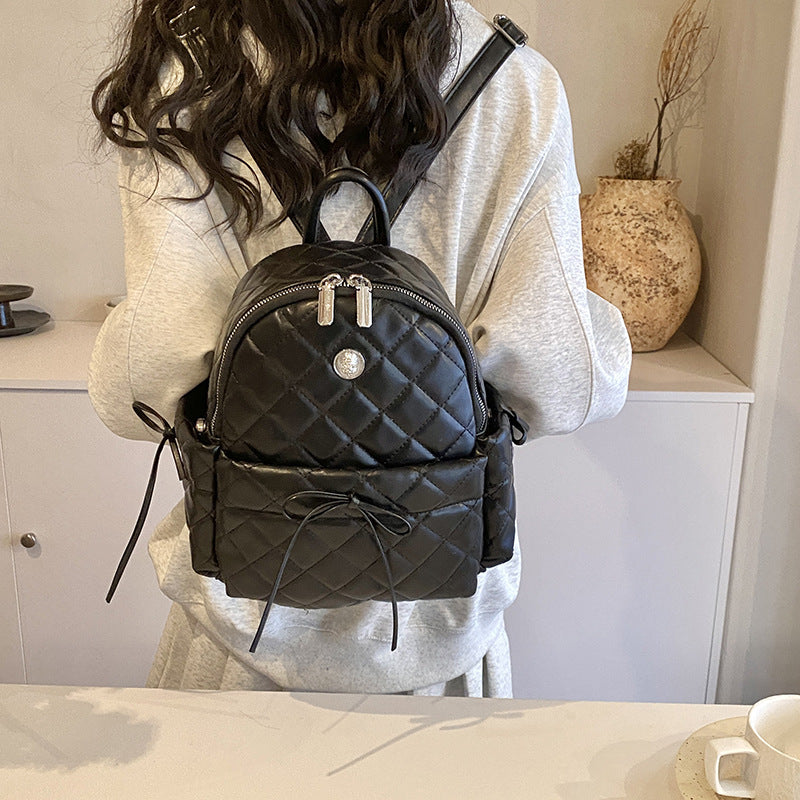 Women's Classic Style Rhombus Trendy Fashion Preppy Backpacks