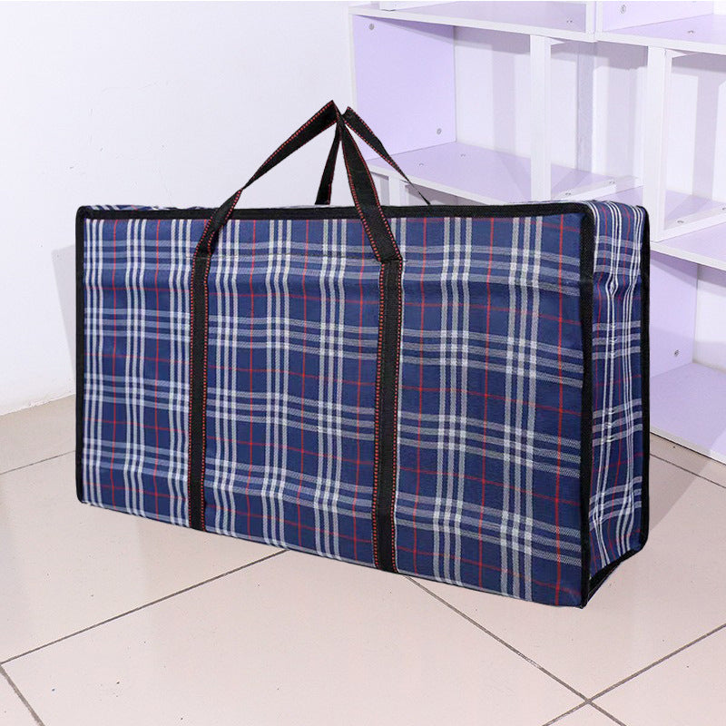 Plaid Woven Clothing Storage Thickened Folding Travel Bags