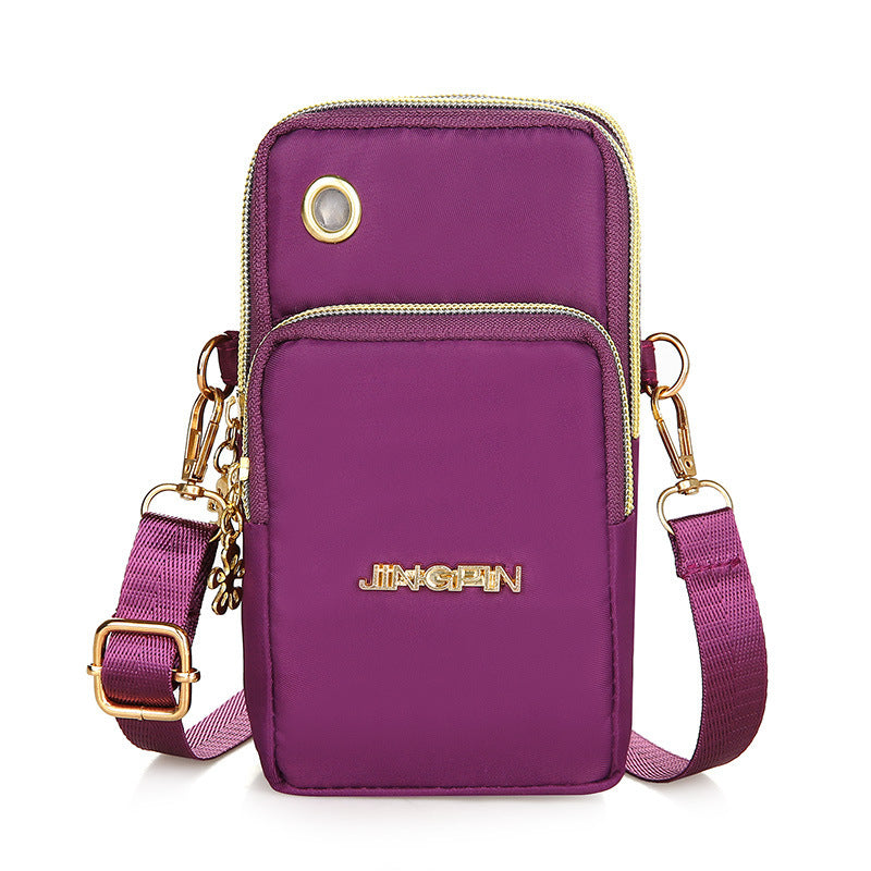 Women's Mobile Mini Zipper Nylon Cloth Vertical Phone Bags