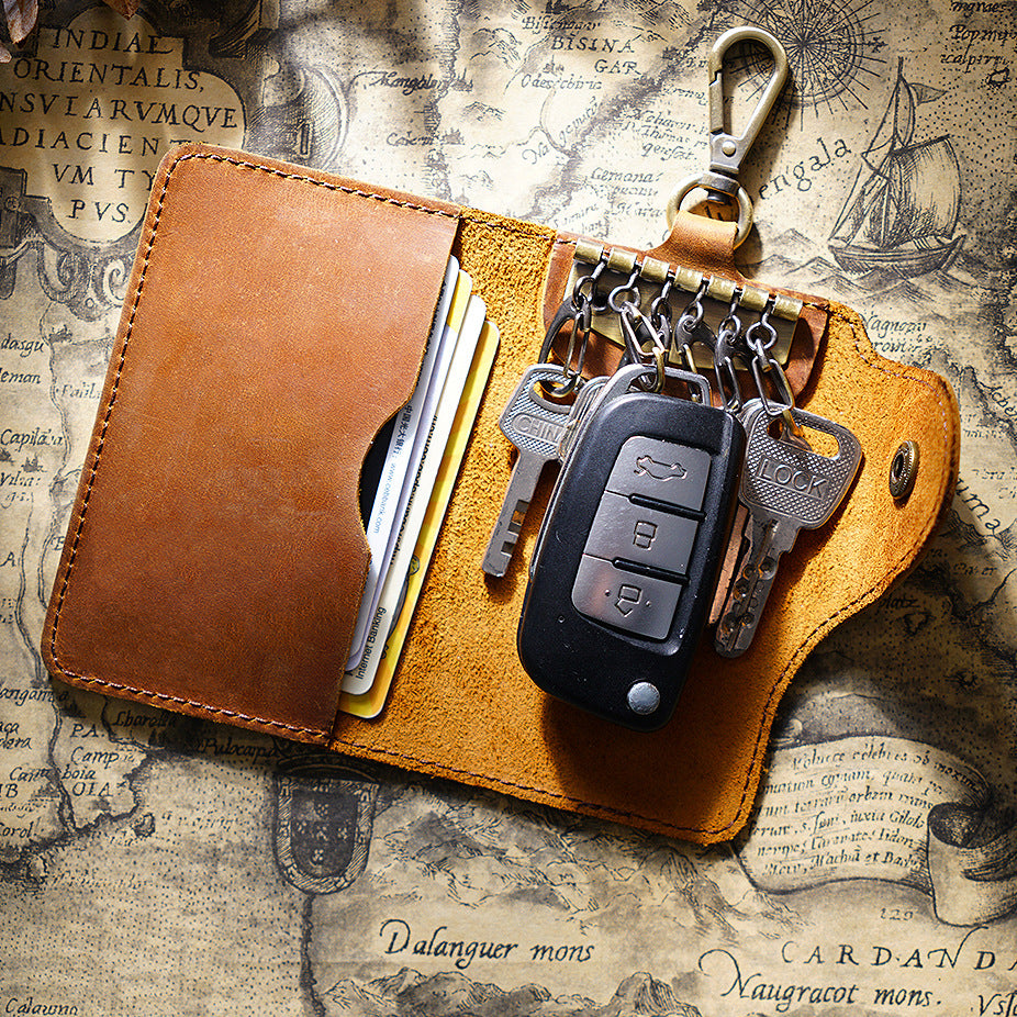 Women's & Men's Cowhide Handmade Creative Genuine Leather Car Key Bags