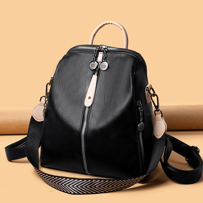 Women's Springtide Korean Fashionable Soft Leather Large Backpacks