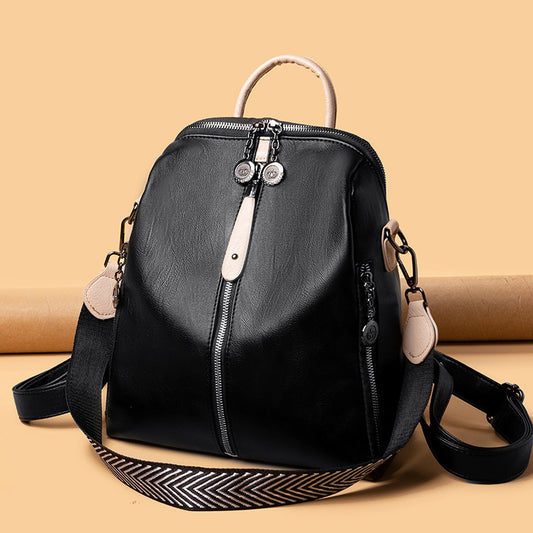 Women's Springtide Korean Fashionable Soft Leather Large Backpacks