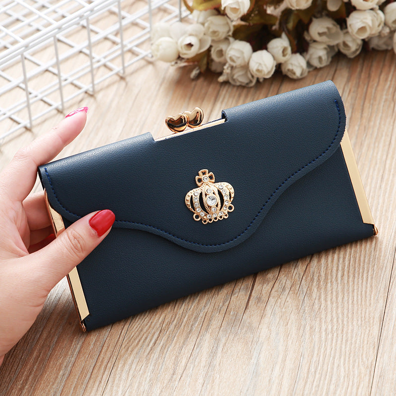 Women's Long Fashion Crown Flap Clutch Hasp Ladies Wallets