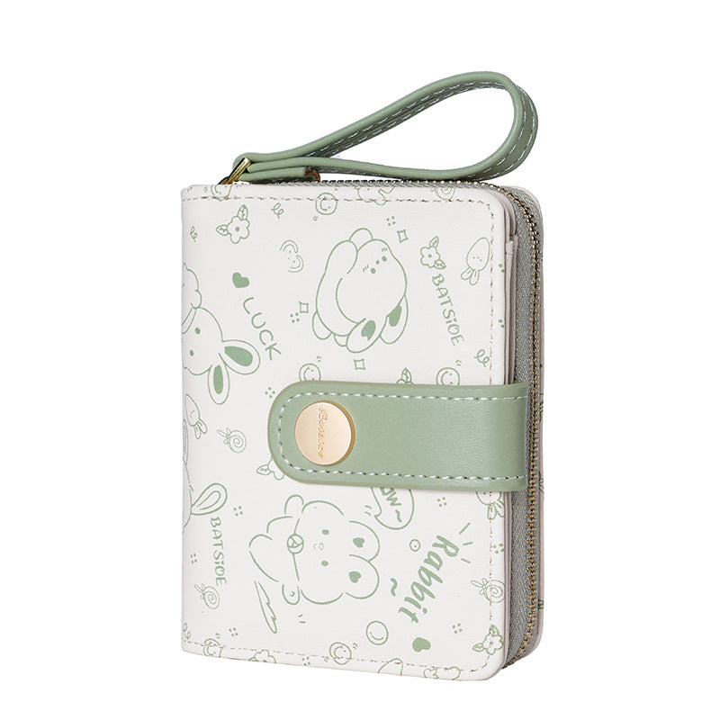 Women's Fresh Style Cute Bunny Short Zipper Ladies Wallets