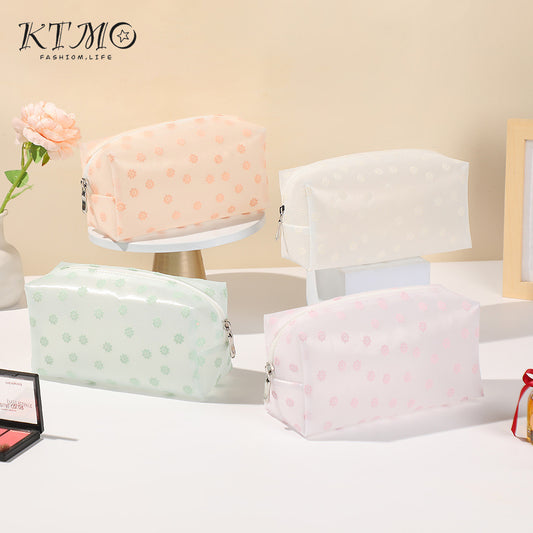 Small Flower Summer Sweet Flocking Fresh Cosmetic Bags