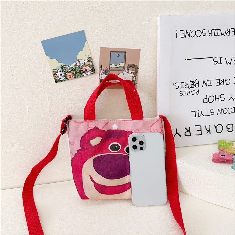 Children's Glamorous Strawberry Bear Canvas Cute Children's Shoulder Bags