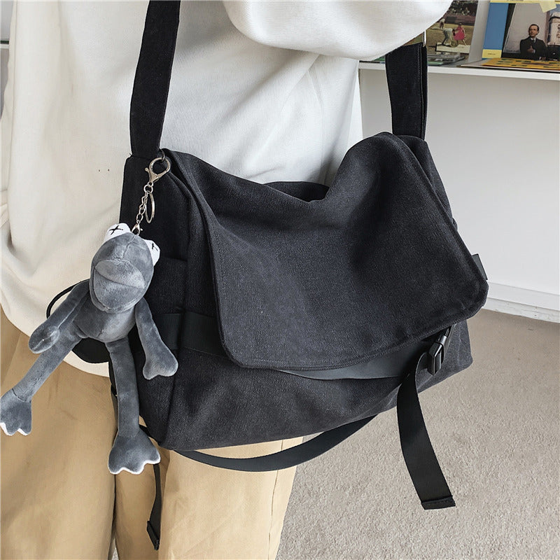 Men's Canvas Large Capacity Simple Book Boys Men's Shoulder Bags