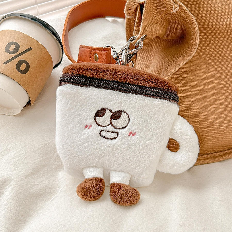 Série de tasses de théière, porte-monnaie de rangement créatif en peluche avec Expression drôle