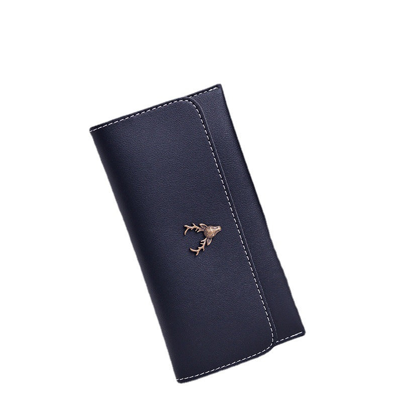 Women's Zipper Deer Head Clutch Multiple Slots Ladies Wallets