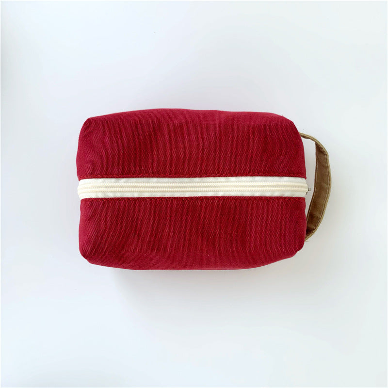 Large Canvas Contrast Color Cotton Solid Cosmetic Bags