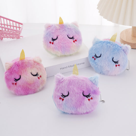 Children's Storage Cartoon Cute Plush Unicorn Earphone Children's Coin Purse