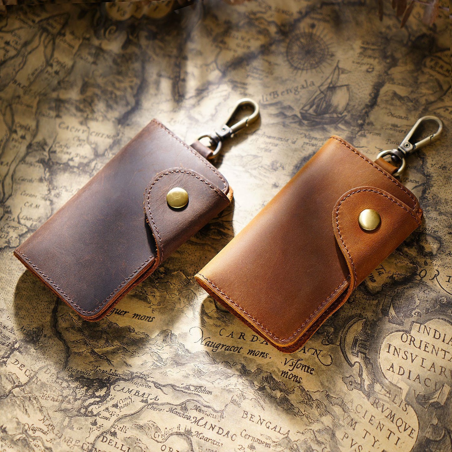 Women's & Men's Cowhide Handmade Creative Genuine Leather Car Key Bags