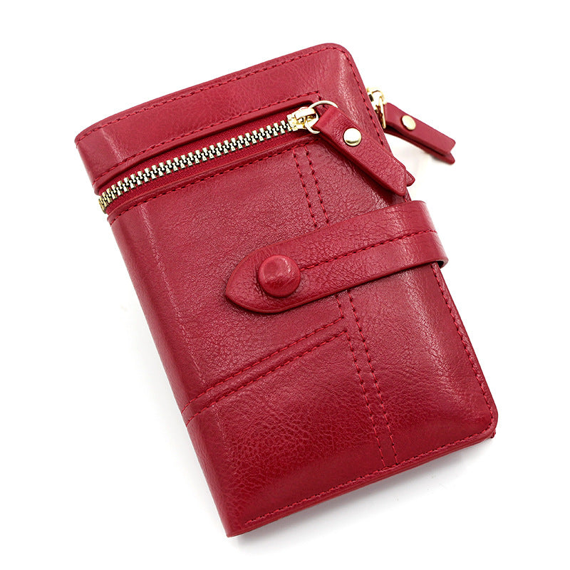 Women's Short Style Classic Leather Money Clip Ladies Wallets