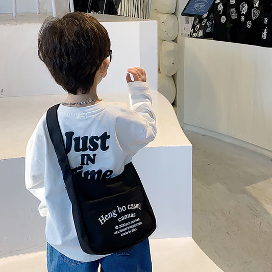 Sacs à bandoulière en toile de Style coréen pour enfants, grande capacité, à la mode