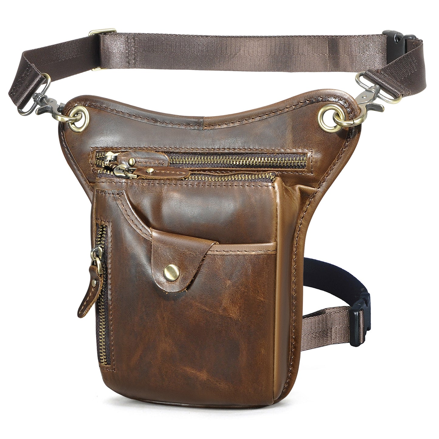 Men's Oil Waxed Leather Cowhide Retro Trendy Bags