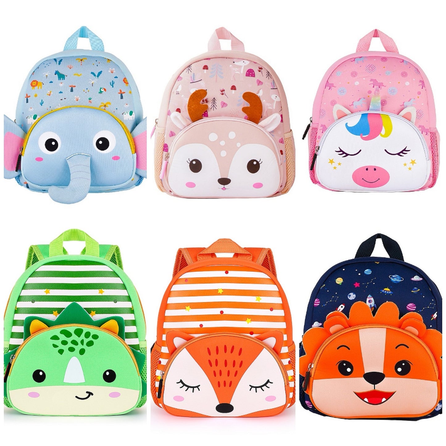 Pretty Animal Cartoon Neoprene Dinosaur Unicorn School Bags