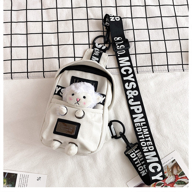 Cute Small Female Versatile Canvas Slanted Waist Packs