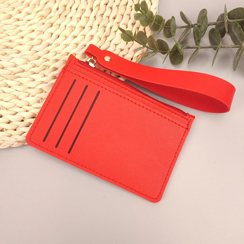 Women's Wrist Strap Zipper Solid Color Short Coin Purses