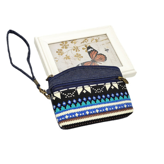 Women's Ethnic Style Double Pull Hand Carrying Coin Purses