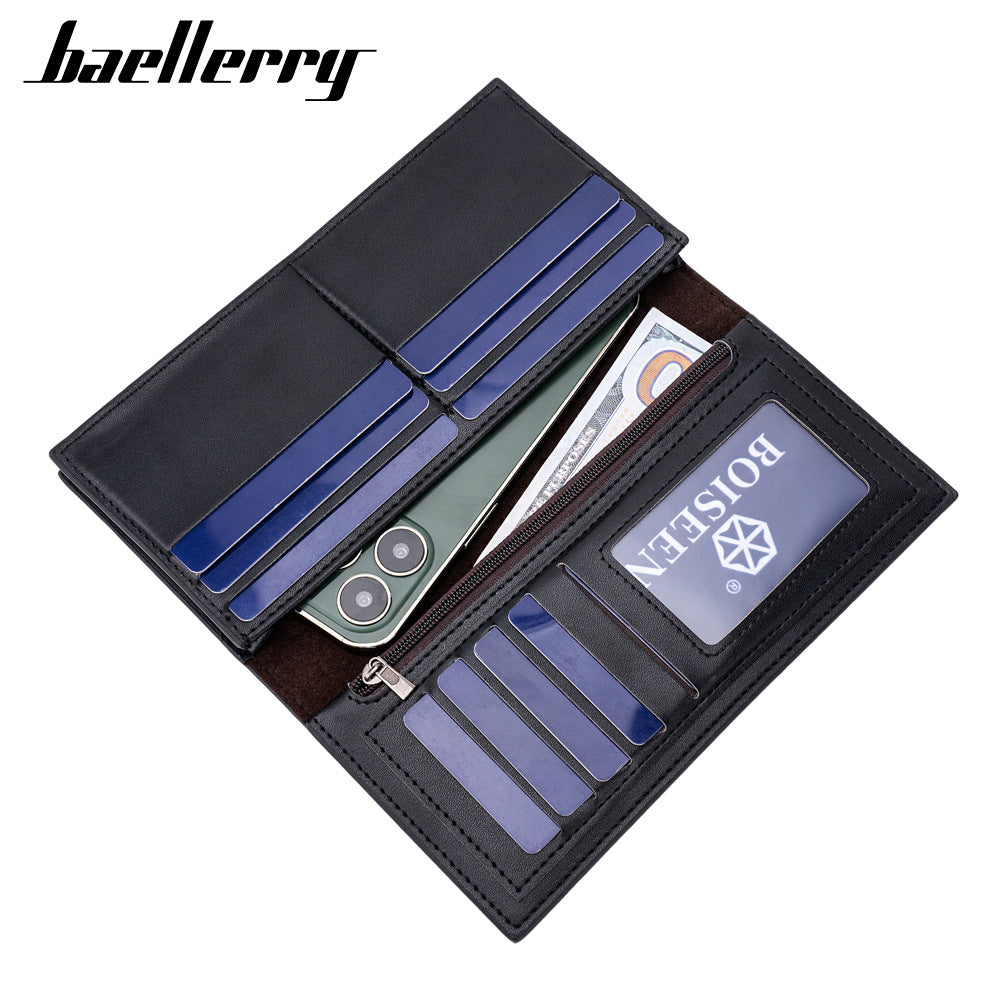 Men's Long Business Multiple Slots Two-fold Zipper Men's Wallets