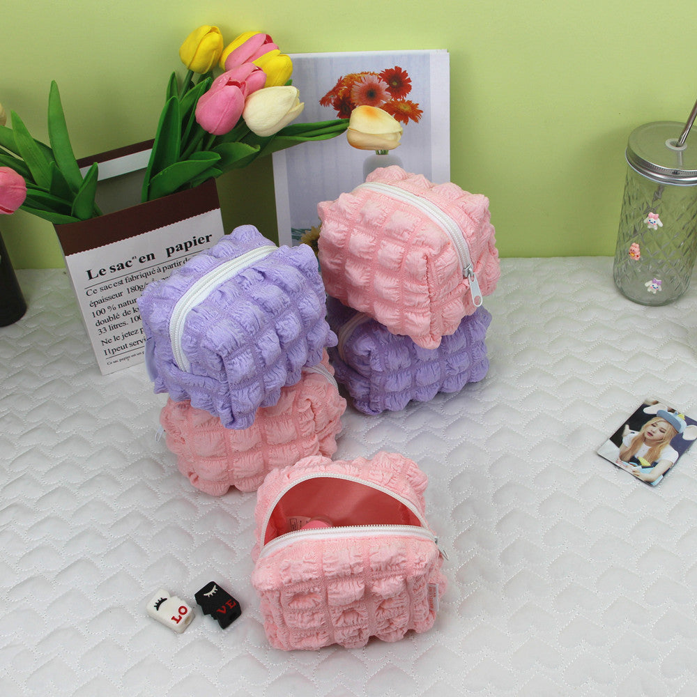 Puff Bubble Lattice Data Cable Storage Coin Purses