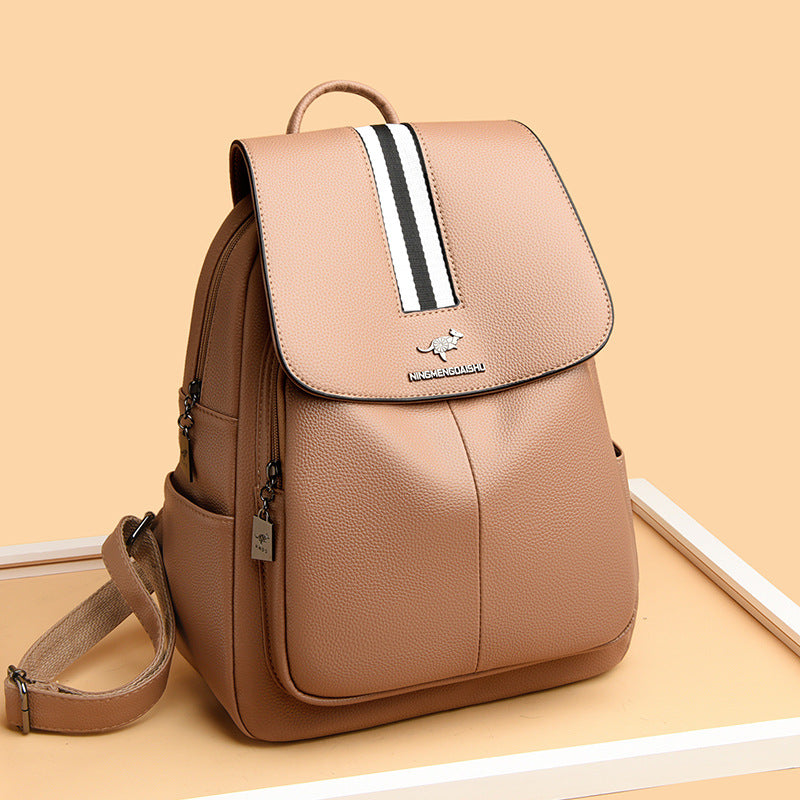 Women's Leather Tactile Feel Spring Fashion Large Backpacks