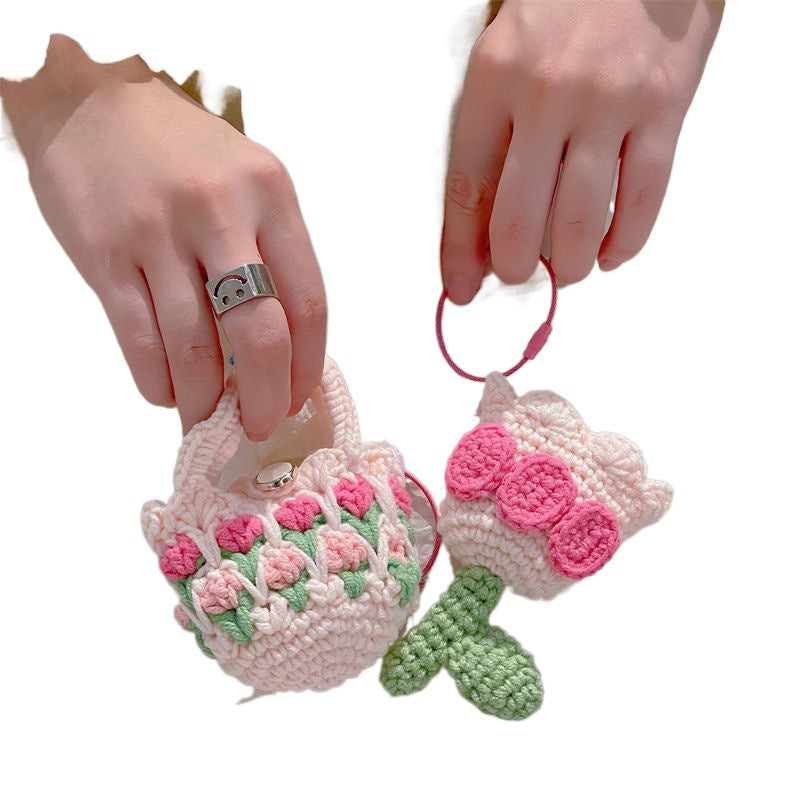 Earphone Finished General Tulip Hand-woven Knitted Coin Purses