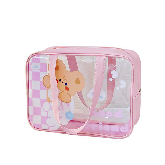 Transparent Cartoon Large Capacity Storage Cute Portable Dry Cosmetic Bags