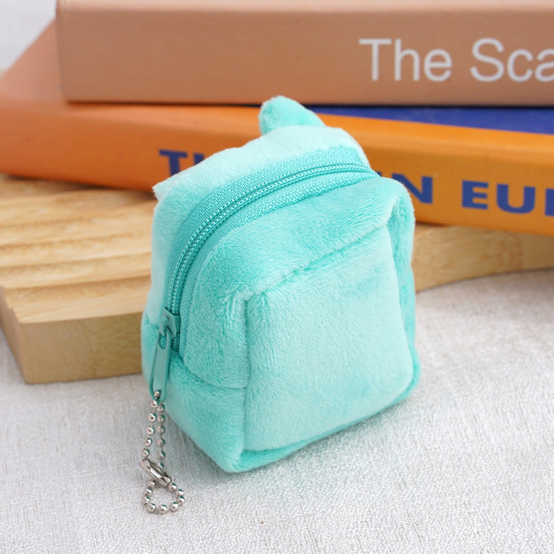 Cartoon Cute Square Plush Cable Pendant Coin Purses