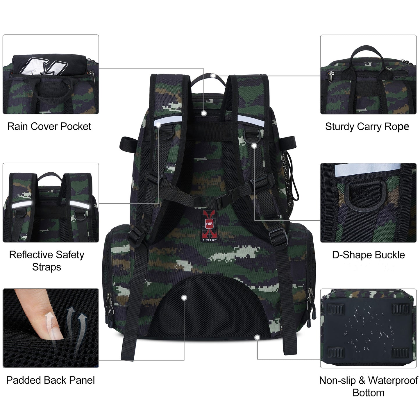 Nouveau Kit de pêche à la mode, sacs à dos de sport Camouflage multifonctionnels,