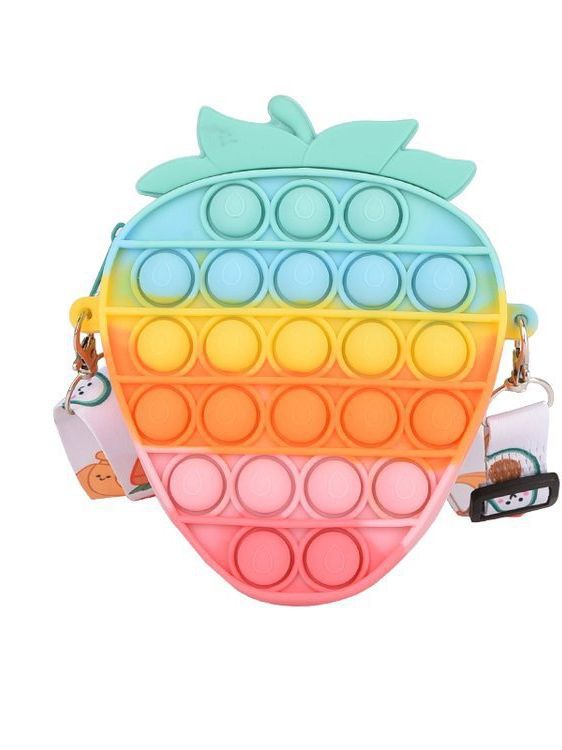 Cartoon Silicone Strawberry Cute Rainbow Female Coin Purses