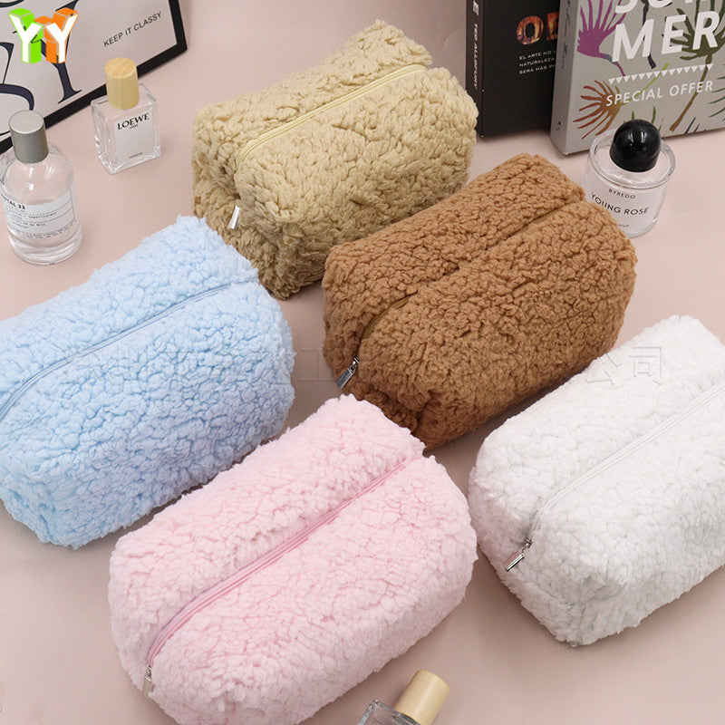 Towel Zipper Plush Cosmetics Storage Cute Cosmetic Bags