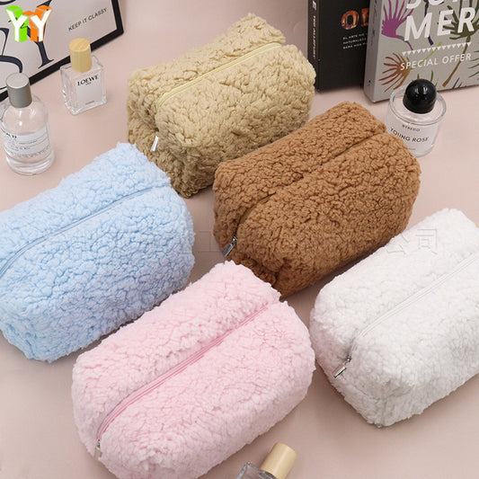 Towel Zipper Plush Cosmetics Storage Cute Cosmetic Bags